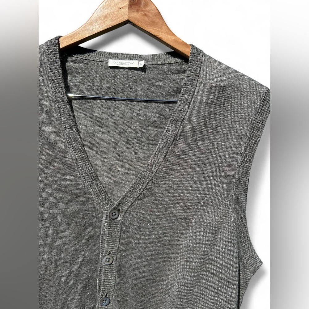 Suitsupply Women’s Pure Linen Green/ Grey Sweater Vest Sz Large